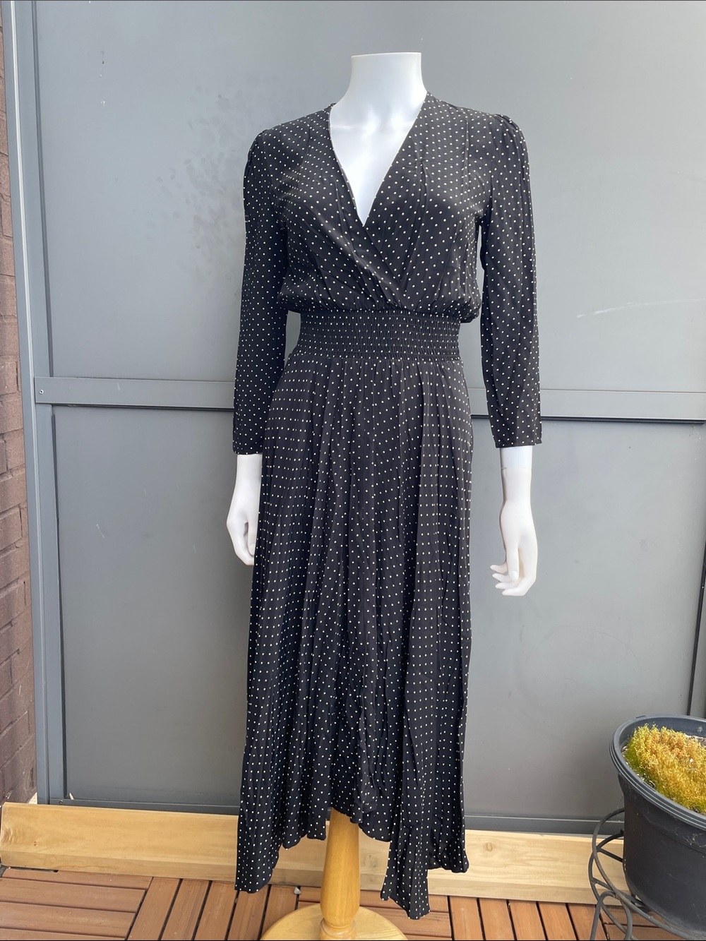 MAJE Black Polka Dot Midi Dress Size 34 - Picture 2 of 13